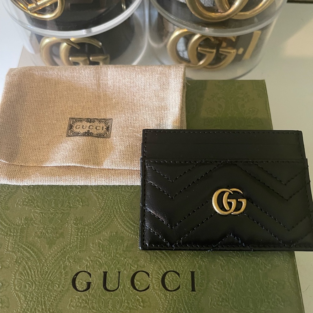 Gucci Mormont black leather cardholder womens